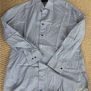 David Donahue Light Blue Pinstripe Dress Shirt